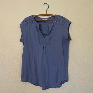 Womens Orvis Anna Crochet Gray Blue Blouse Top Size M